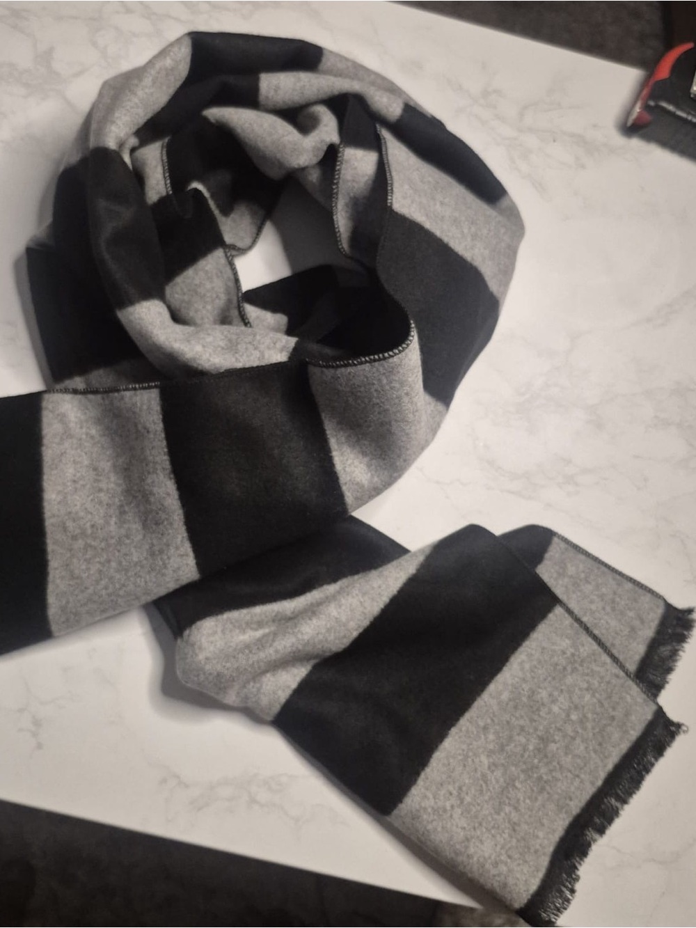 Striped Black and Gray Men's Scarf - Timeless Winter Accessory